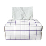White Grey And Purple Tattersall Print Rectangle Tissue Box Cover