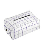 White Grey And Purple Tattersall Print Rectangle Tissue Box Cover