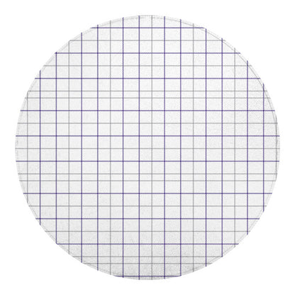White Grey And Purple Tattersall Print Round Blanket