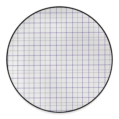 White Grey And Purple Tattersall Print Round Floor Mat