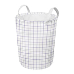 White Grey And Purple Tattersall Print Round Laundry Basket