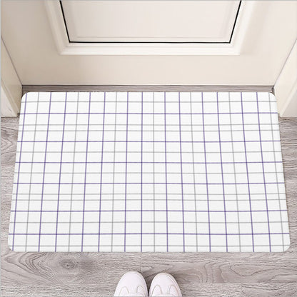 White Grey And Purple Tattersall Print Rubber Doormat