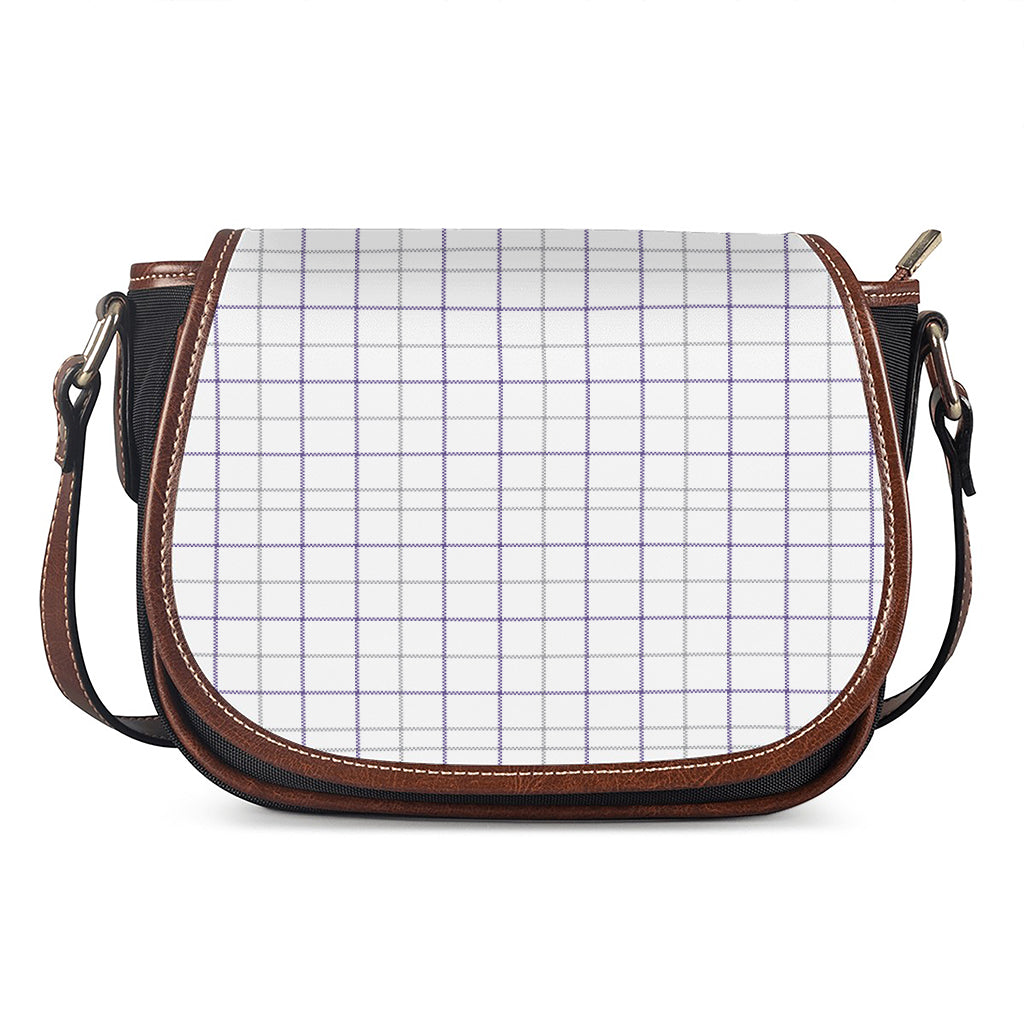 White Grey And Purple Tattersall Print Saddle Bag