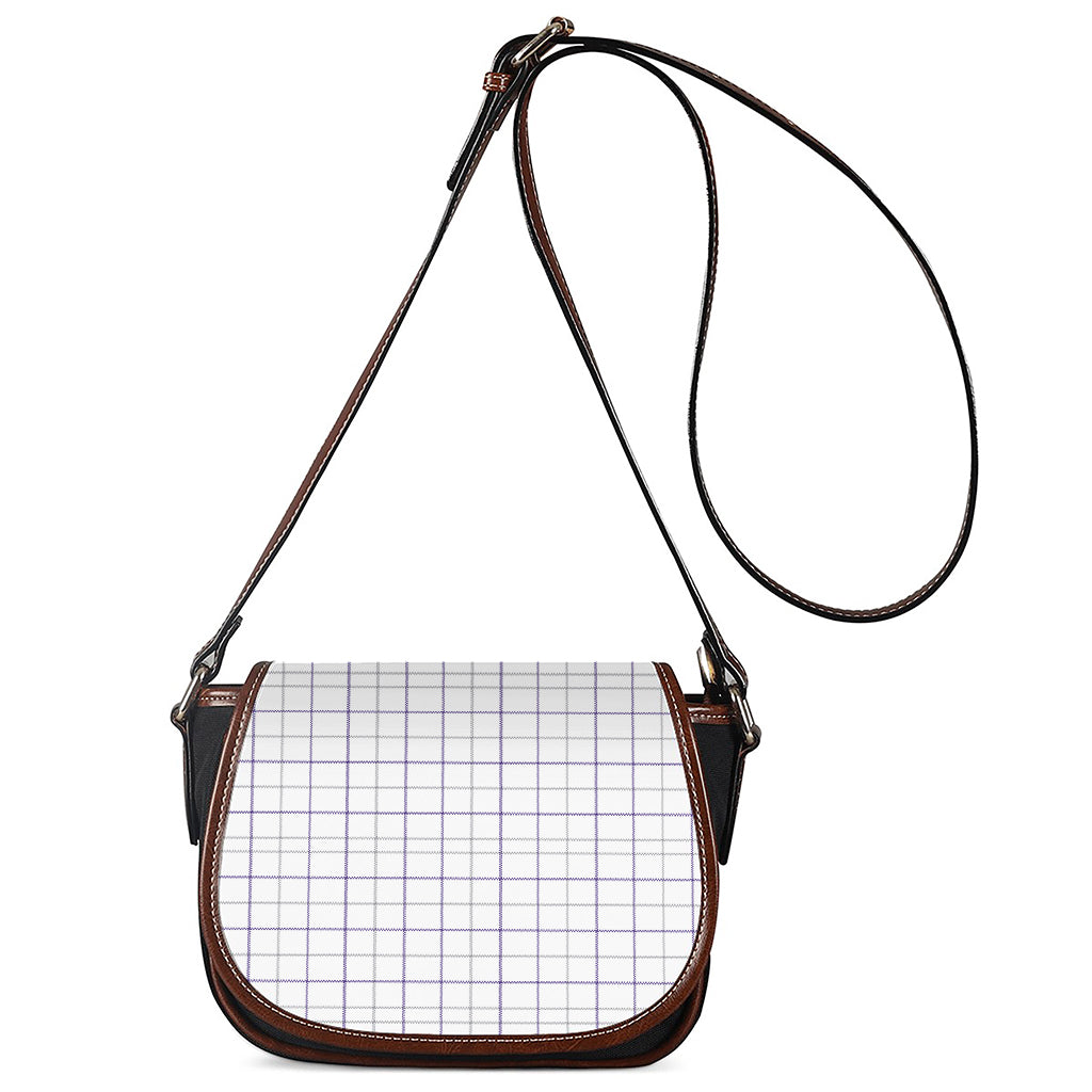 White Grey And Purple Tattersall Print Saddle Bag