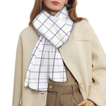 White Grey And Purple Tattersall Print Scarf