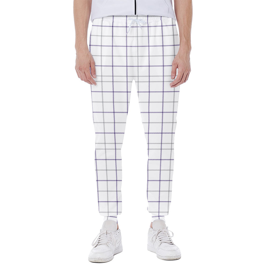 White Grey And Purple Tattersall Print Scuba Joggers