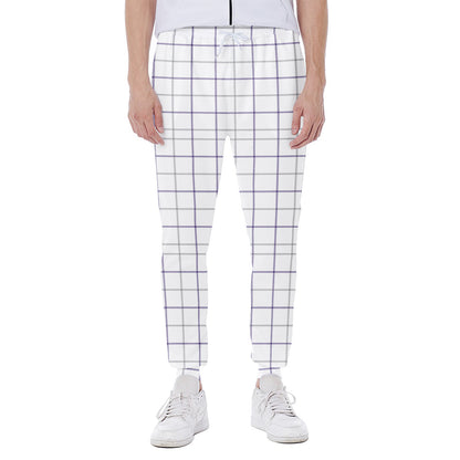 White Grey And Purple Tattersall Print Scuba Joggers