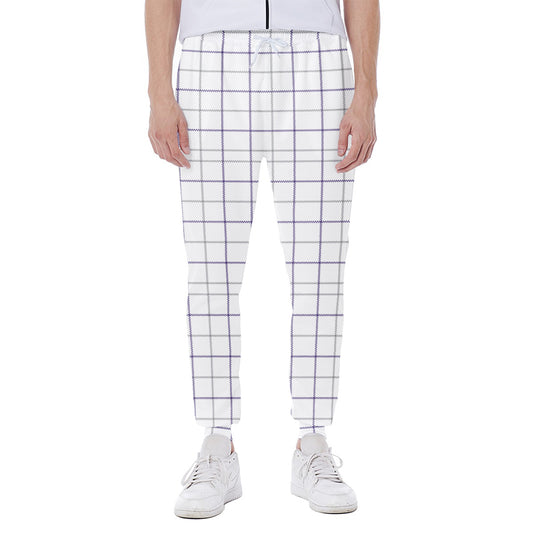 White Grey And Purple Tattersall Print Scuba Joggers