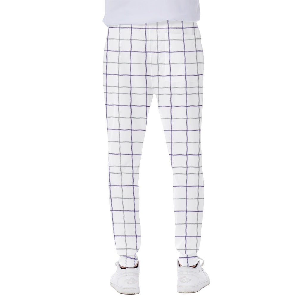 White Grey And Purple Tattersall Print Scuba Joggers
