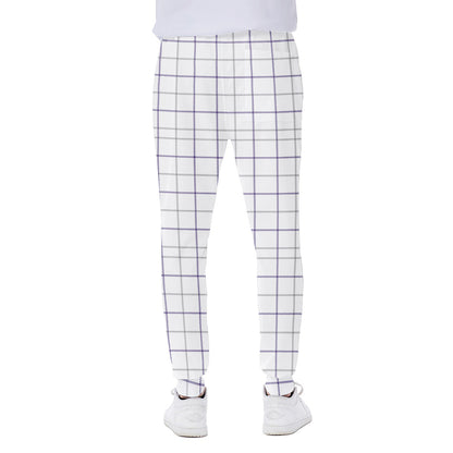 White Grey And Purple Tattersall Print Scuba Joggers