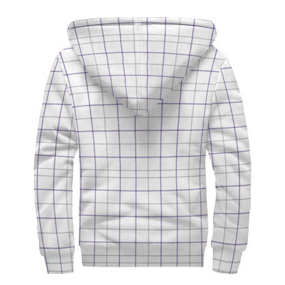 White Grey And Purple Tattersall Print Sherpa Lined Zip Up Hoodie