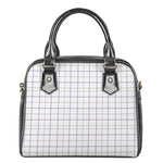 White Grey And Purple Tattersall Print Shoulder Handbag