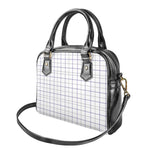 White Grey And Purple Tattersall Print Shoulder Handbag