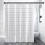 White Grey And Purple Tattersall Print Shower Curtain