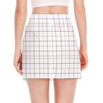White Grey And Purple Tattersall Print Side Slit Mini Skirt