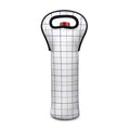 White Grey And Purple Tattersall Print Single Neoprene Wine Tote