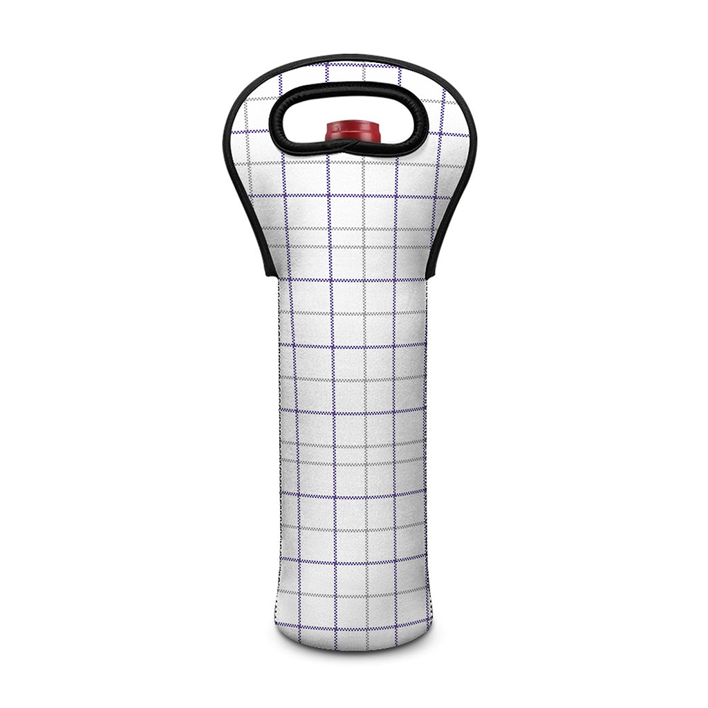 White Grey And Purple Tattersall Print Single Neoprene Wine Tote