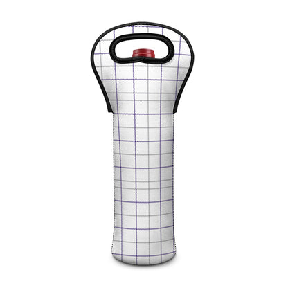 White Grey And Purple Tattersall Print Single Neoprene Wine Tote