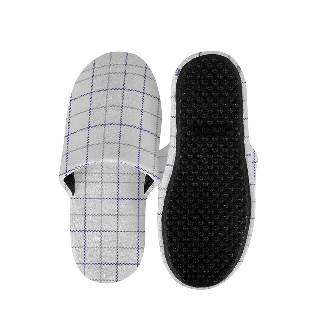 White Grey And Purple Tattersall Print Slippers