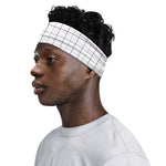 White Grey And Purple Tattersall Print Sports Headband