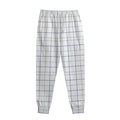 White Grey And Purple Tattersall Print Sweatpants