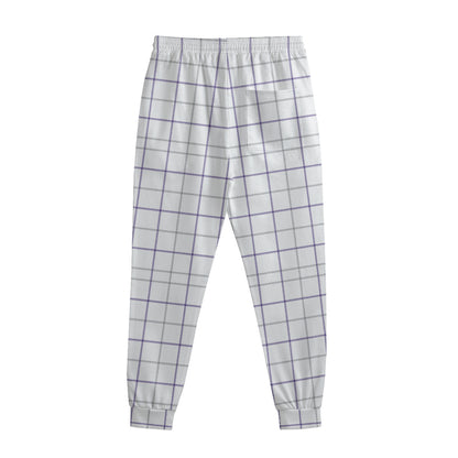 White Grey And Purple Tattersall Print Sweatpants