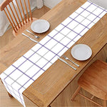 White Grey And Purple Tattersall Print Table Runner