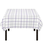 White Grey And Purple Tattersall Print Tablecloth