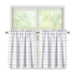White Grey And Purple Tattersall Print Tier Curtains