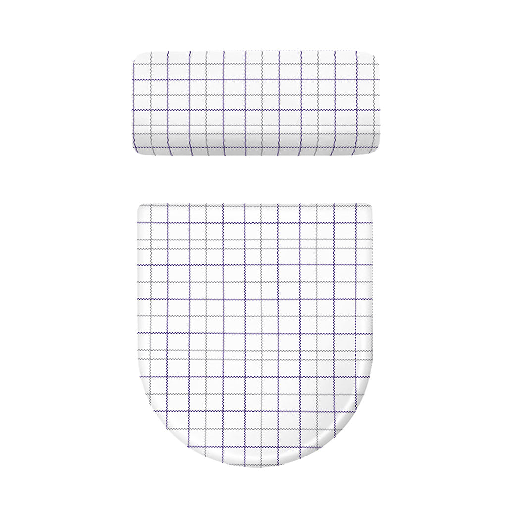 White Grey And Purple Tattersall Print Toilet Lid And Tank Cover Set