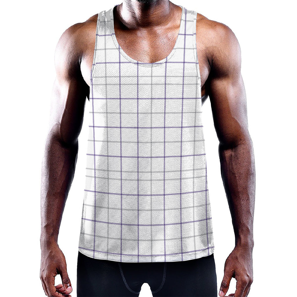 White Grey And Purple Tattersall Print Training Tank Top