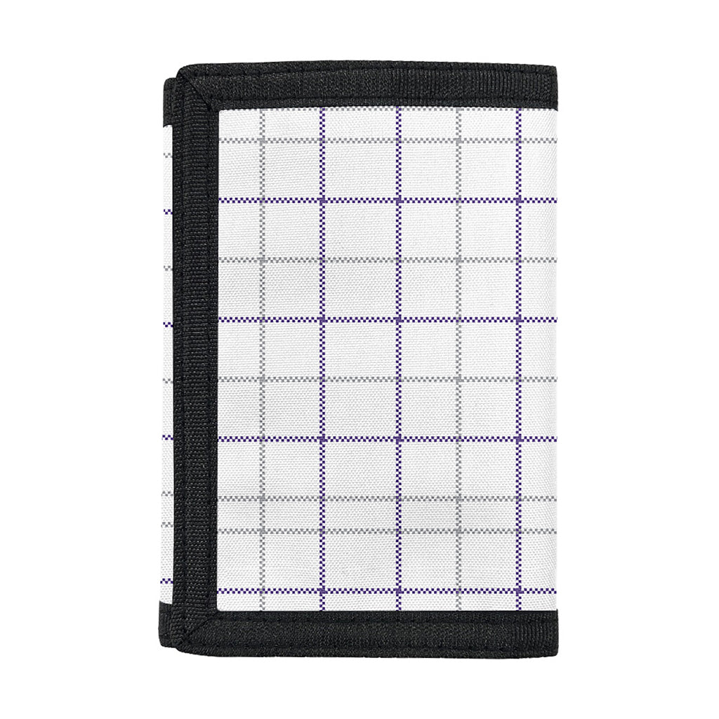 White Grey And Purple Tattersall Print Trifold Wallet