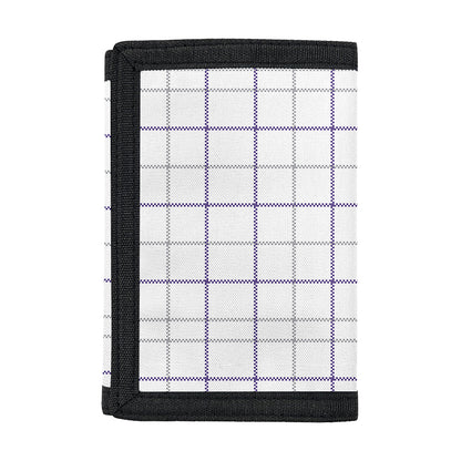 White Grey And Purple Tattersall Print Trifold Wallet