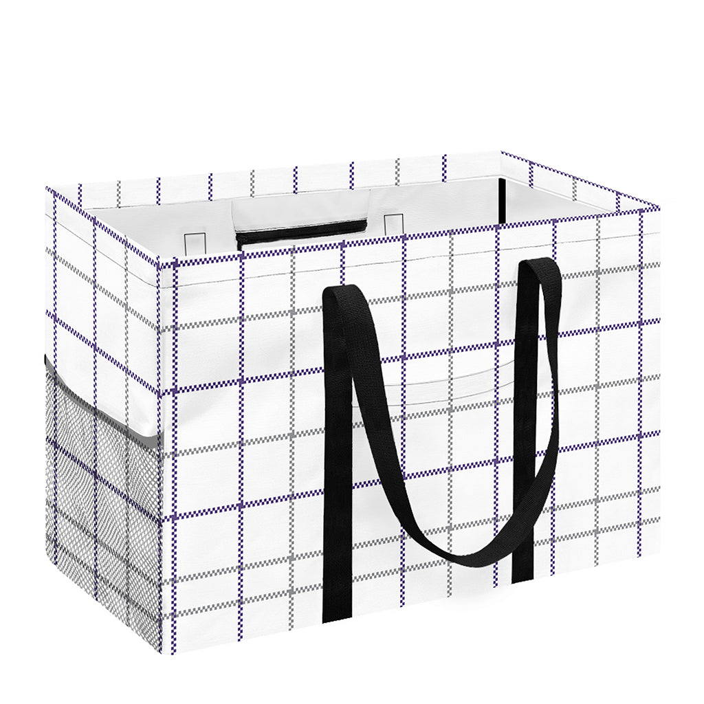 White Grey And Purple Tattersall Print Utility Tote Bag