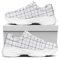 White Grey And Purple Tattersall Print White Chunky Shoes