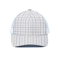 White Grey And Purple Tattersall Print White Mesh Trucker Hat