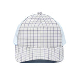 White Grey And Purple Tattersall Print White Mesh Trucker Cap