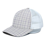 White Grey And Purple Tattersall Print White Mesh Trucker Cap