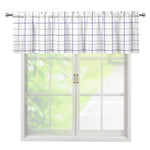 White Grey And Purple Tattersall Print Window Valance