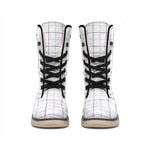 White Grey And Purple Tattersall Print Winter Boots