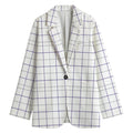 White Grey And Purple Tattersall Print Women's Blazer