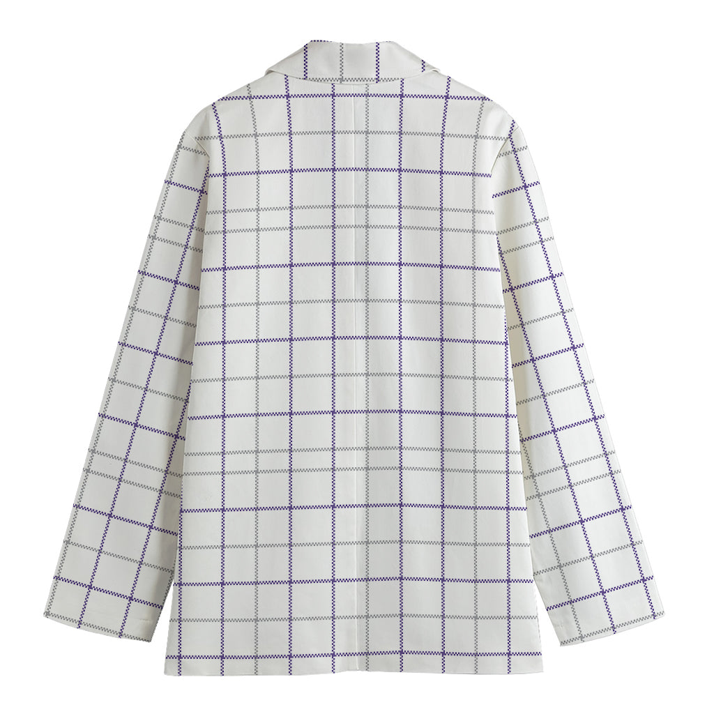 White Grey And Purple Tattersall Print Women's Blazer