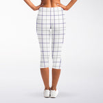 White Grey And Purple Tattersall Print Women's Capri Leggings