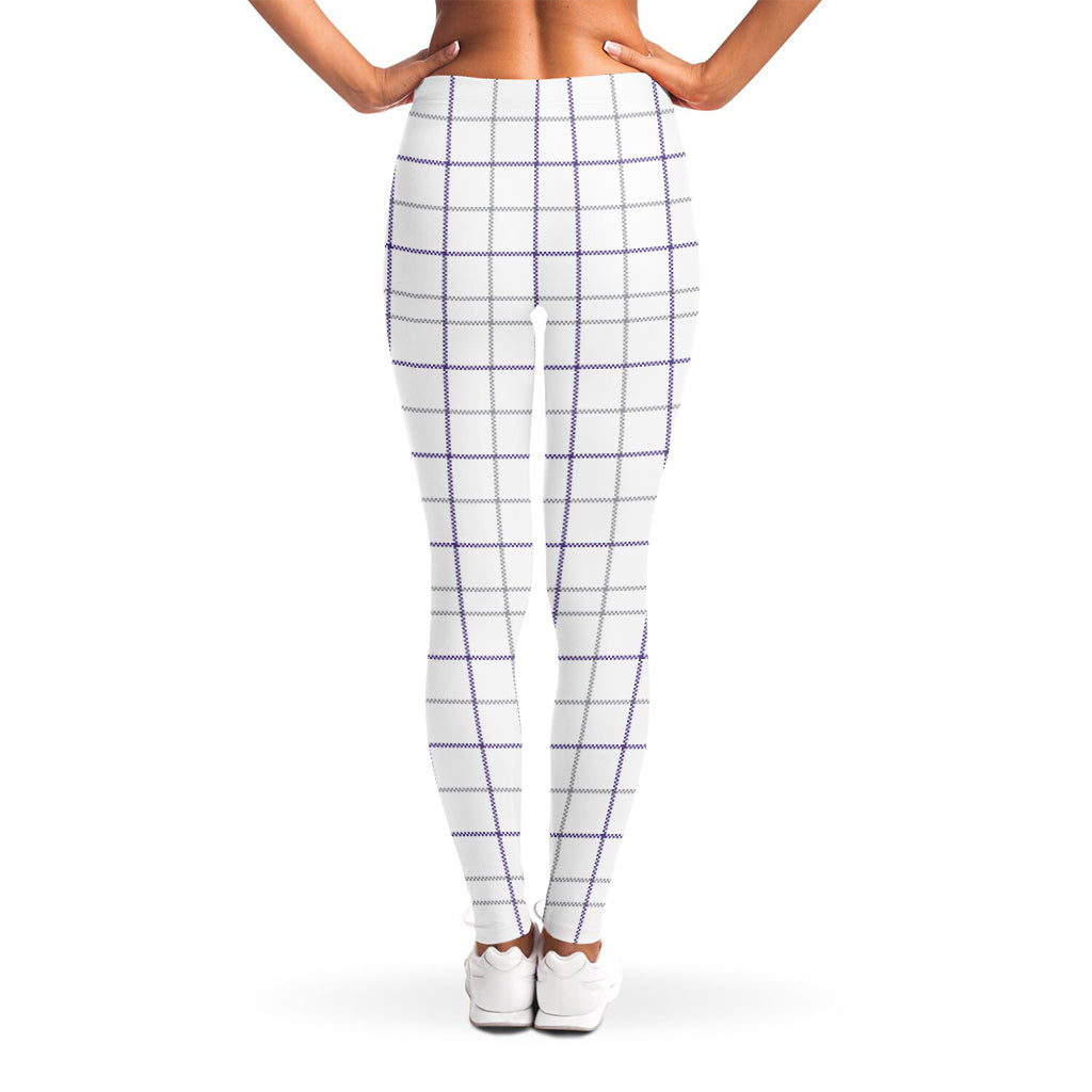 White Grey And Purple Tattersall Print Women's Leggings