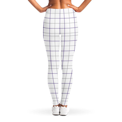 White Grey And Purple Tattersall Print Women's Leggings