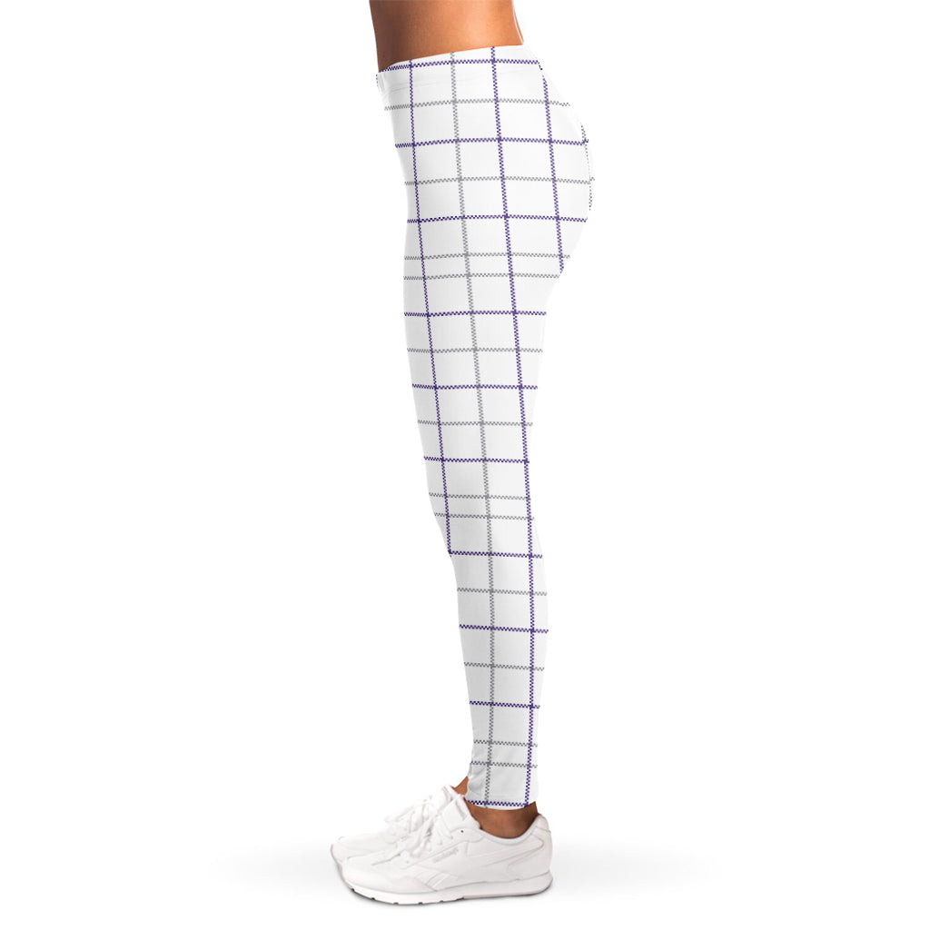 White Grey And Purple Tattersall Print Women's Leggings