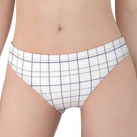 White Grey And Purple Tattersall Print Women's Panties