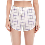 White Grey And Purple Tattersall Print Women's Split Running Shorts