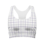 White Grey And Purple Tattersall Print Women's Sports Bra