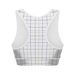 White Grey And Purple Tattersall Print Women's Sports Bra